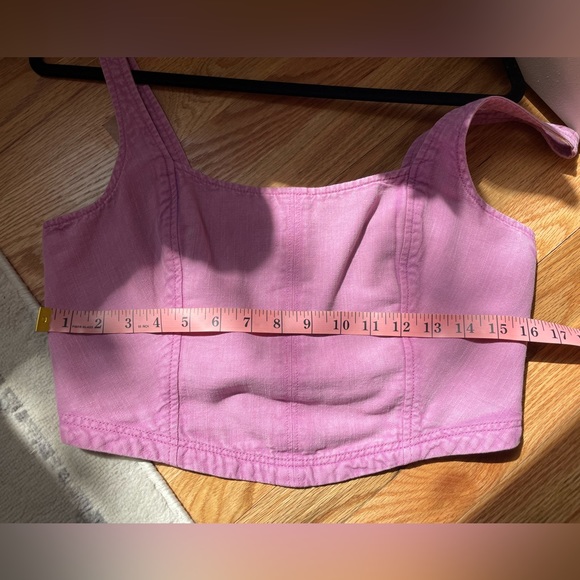 Pilcro Corset Tank Anthropologie Smocked Cropped Lilac Sleeveless Top, M, NWT - Picture 13 of 14